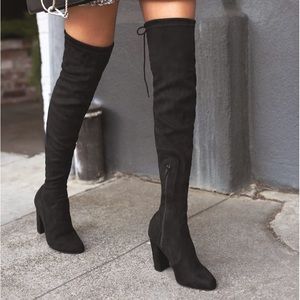 Lulu’s Black Suede Over-the-Knee Boots